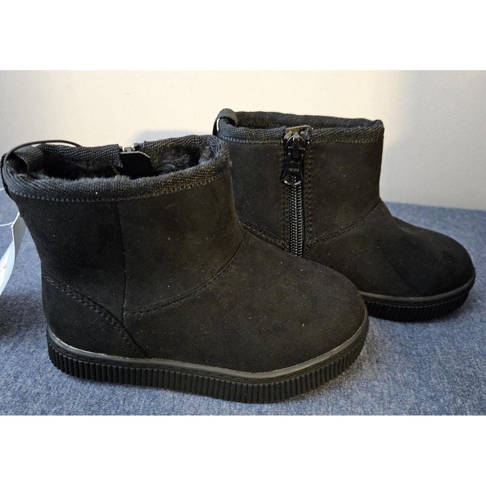 Cat & Jack Toddler Girls Arlo Zipper Winter‎ Shearling Style Boots Black Size 7